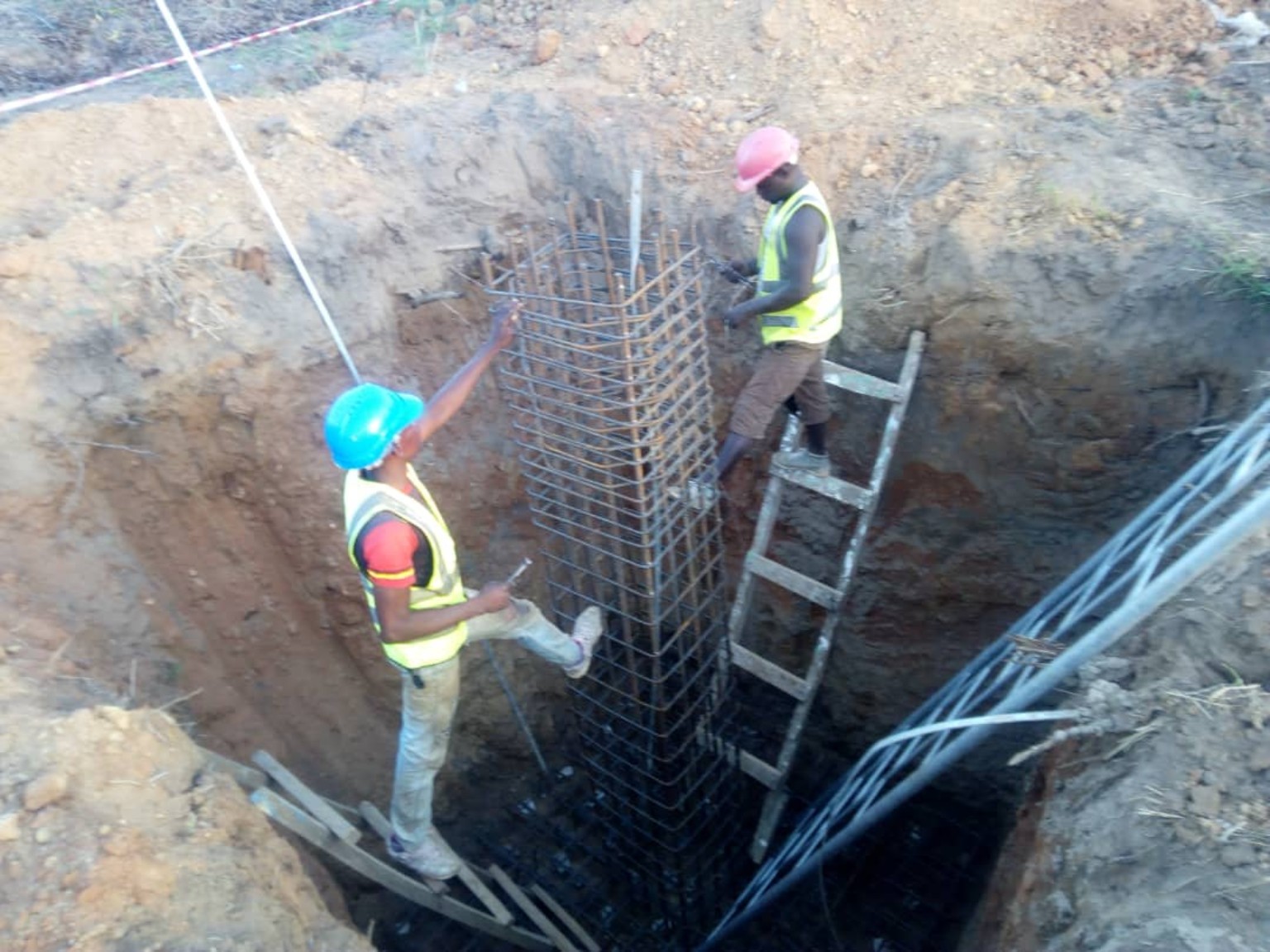 Tower foundation reinforcement works