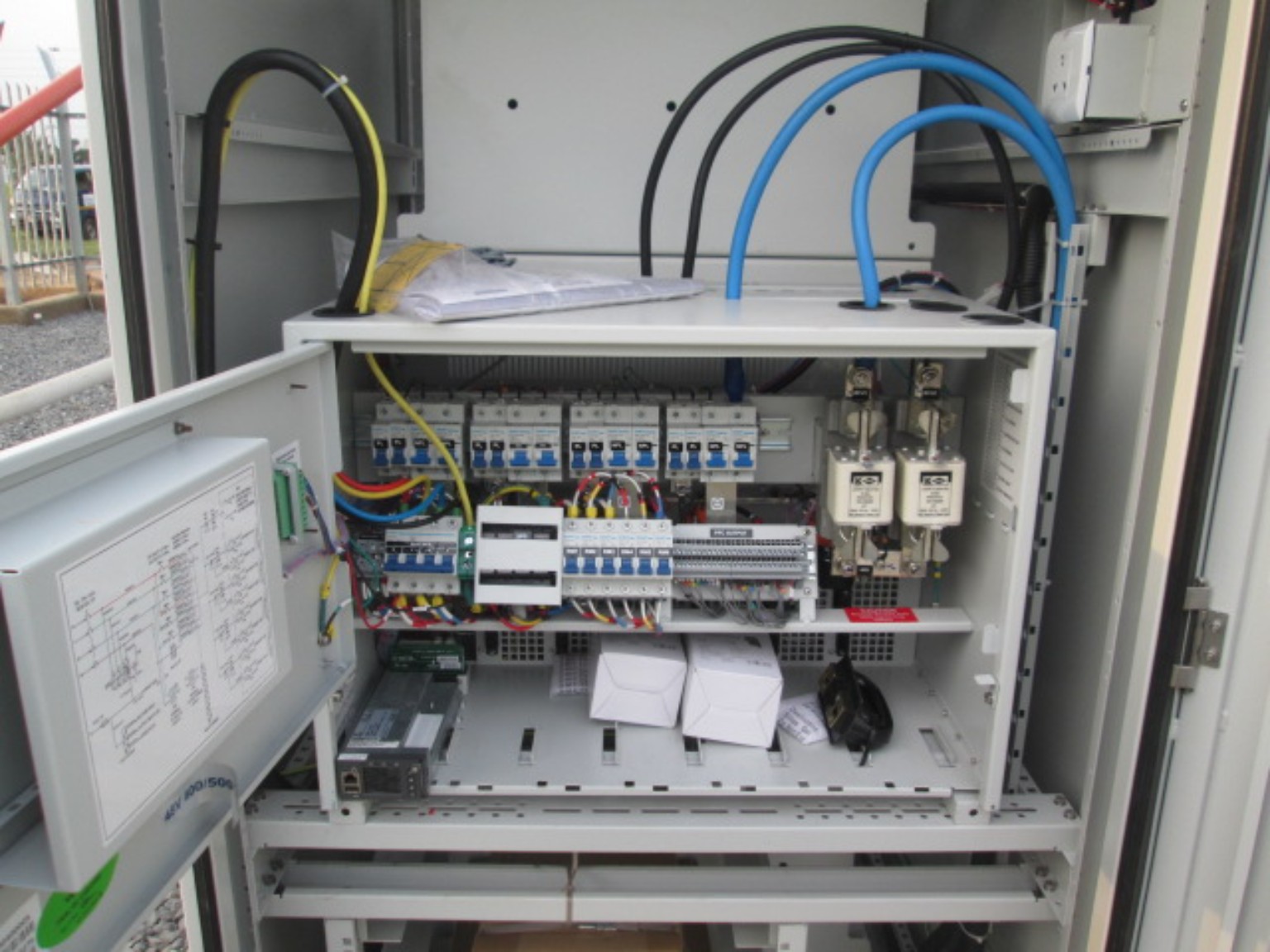 Telecommunications power control cabinet wiring and installation