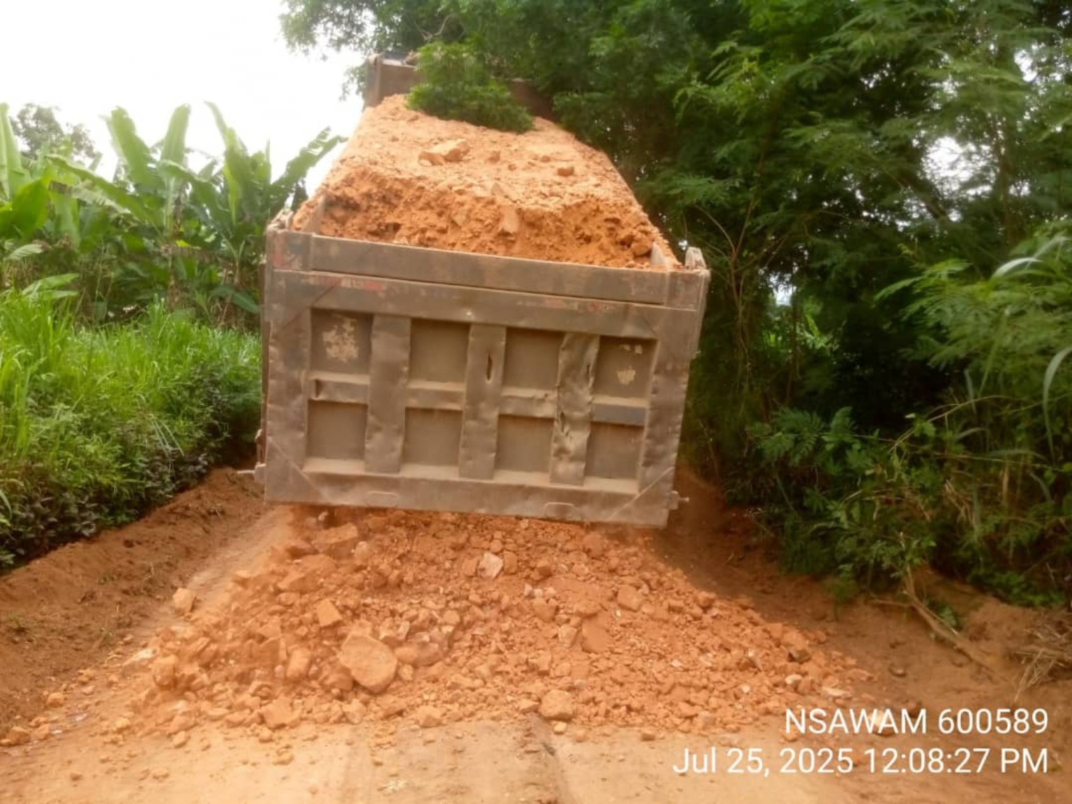 Grading works along a telecommunications site access road