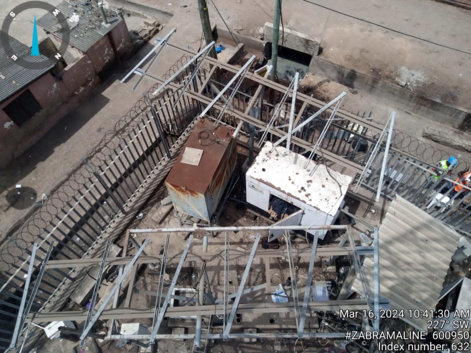 Telecommunications compound refurbishment viewed from above
